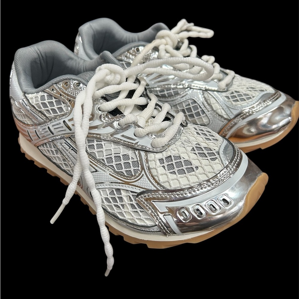 Bottega Veneta Silver and White Sneakers